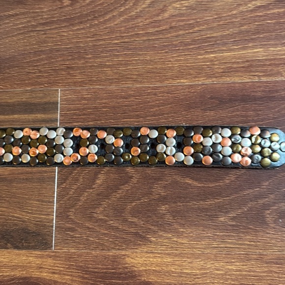 AMSTERDAM HERITAGE Unique Studded Leather Belt Size 85cm or US Small - Picture 3 of 7